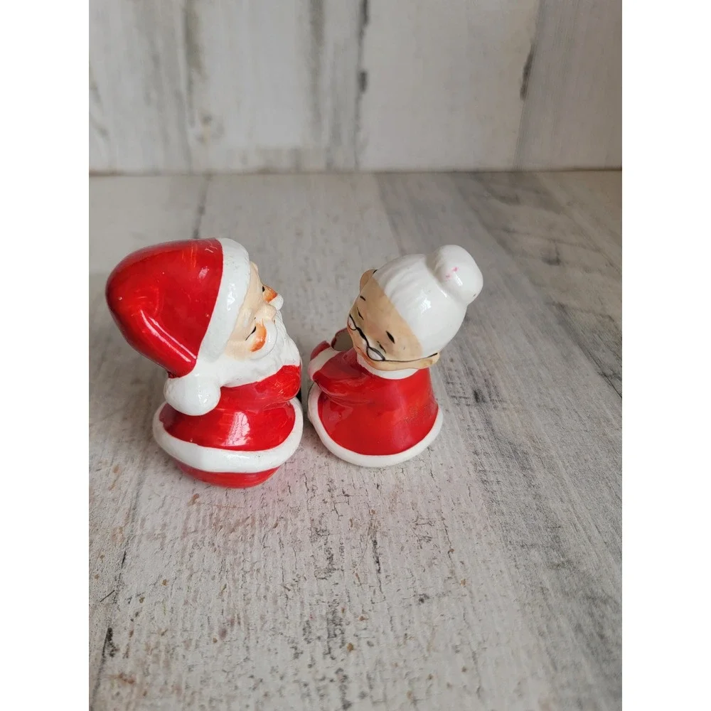 Japan vintage lefton Mr Mrs Santa Claus candle hugger holder set Xmas